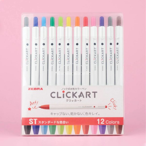 Zebra Clickart Knock Sign Pen 12 Color Set - Standard For Sale