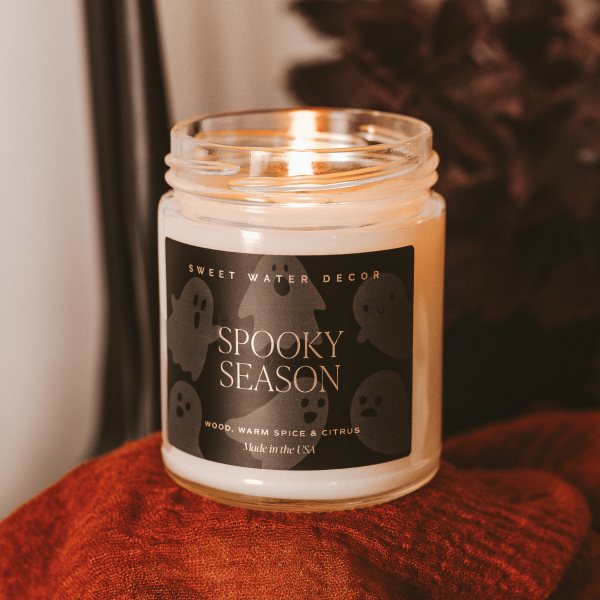 Spooky Season Soy Candle | 9oz. Clear Jar (Cozy Season) For Cheap - Image 3