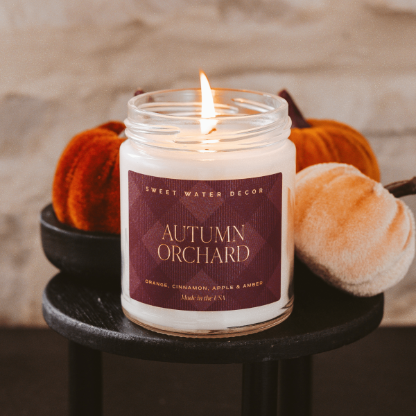 Autumn Orchard Soy Candle | 9oz. Clear Jar (Mulled Cider) Sale - Image 3