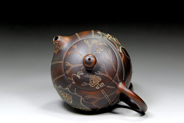 Qin Zhou Teapot  Lotus and Koi  by Hu Ying Jia Online Hot Sale - Image 3
