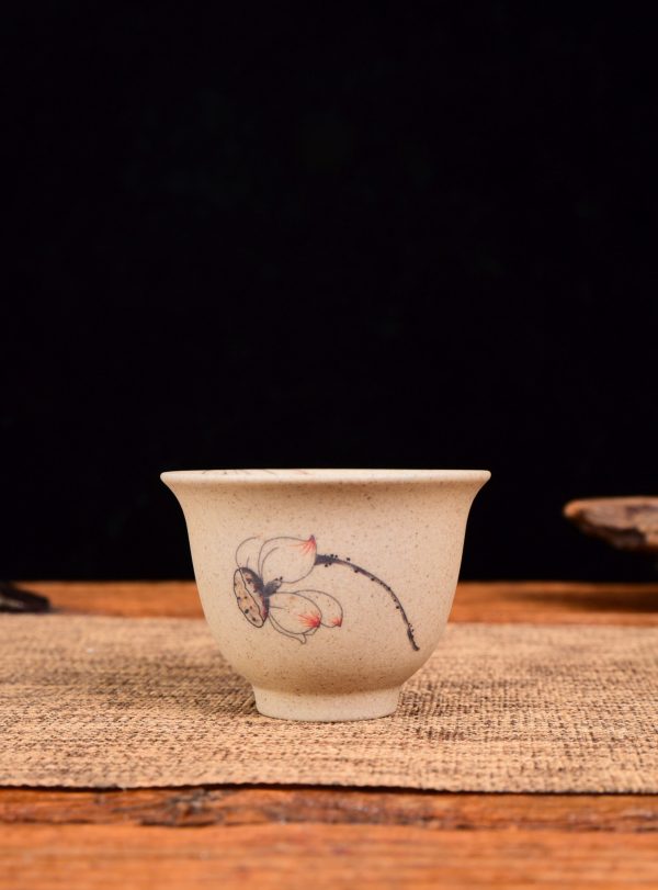 Lotus Flower and Goldfish Cu Tao Clay Cups For Sale - Image 2