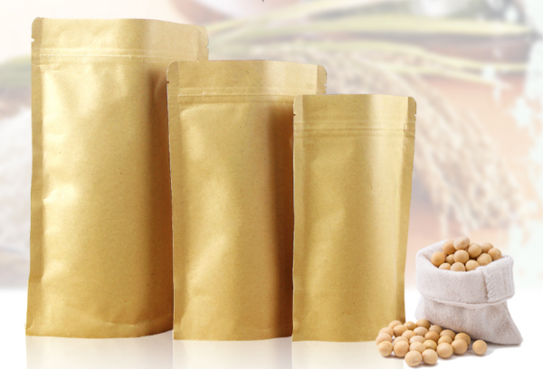 Kraft Paper Zip Lock Stand-up Pouches for Tea Packaging and Storage Online Sale - Image 2